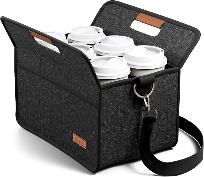 Fluxynara 6-Cup Reusable Felt Drink Carrier by FLUXYNARA