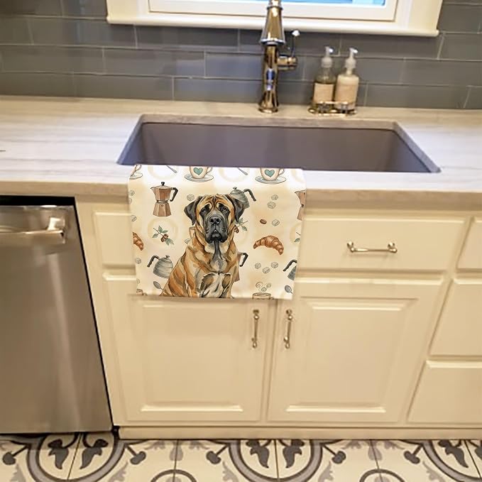 Caroline's Treasures Brindle English Mastiff Coffee Bar Kitchen Towel Velour - Image 2