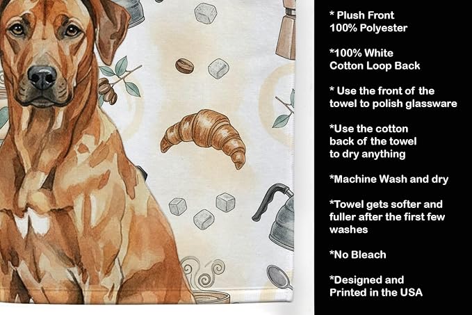 Caroline's Treasures Rhodesian Ridgeback Coffee Bar Kitchen Towel Velour Plush - Image 4