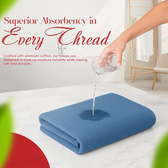 RIVERSIDE 100% Ring-Spun Cotton Bath Towels Set of 4 22 x 44 - Image 5