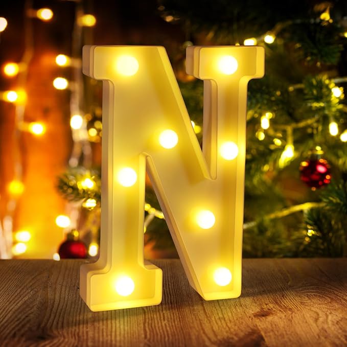 Light Up Letters N, LED Sign Marquee Letters 26 Alphabet by funsky