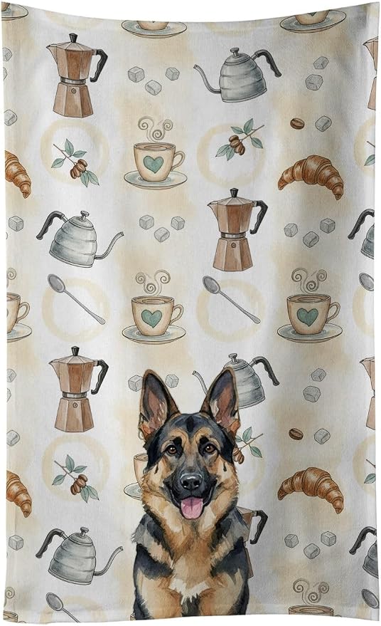 Caroline's Treasures German Shepherd Coffee Bar Kitchen Towel Velour Plush by CarolinesTreasures