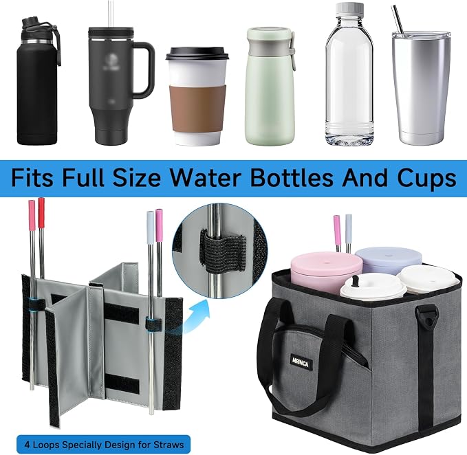 Reusable Drink Carrier with Handle – Insulated, Collapsible 4-Cup Beverage Bag - Image 5