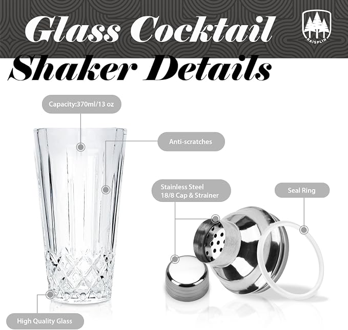 4-Piece Glass Cocktail Shaker Set - Image 4
