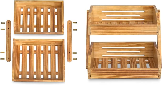 Merysen 2-Tier Wooden Fruit Vegetable Basket - Image 7