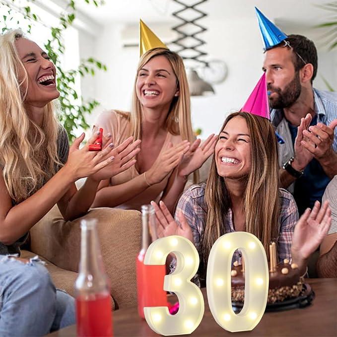 LED 30 Light Up Marquee Number, 30th Birthday Decorations - Image 3