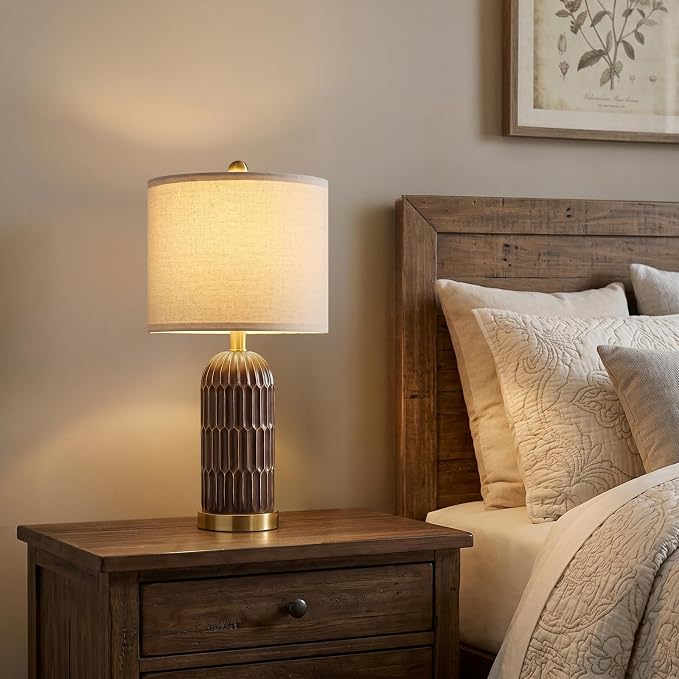 OYEARS 22.5" Bedside Table Lamps Set of 2, Farmhouse Table Lamp - Image 5