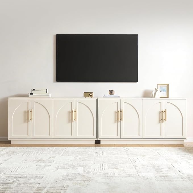 Fatmok 59" Sideboard Buffet Cabinet & TV Stand Set of 2, Modern Arched Credenza by Fatmok