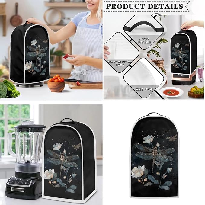 doginthehole Floral Dragonfly Toaster Cover 4 Slice and Blender Cover Dust - Image 3