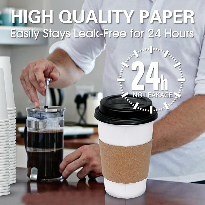 Ginkgo [100 Pack 16 oz Disposable Coffee Cups - Image 2
