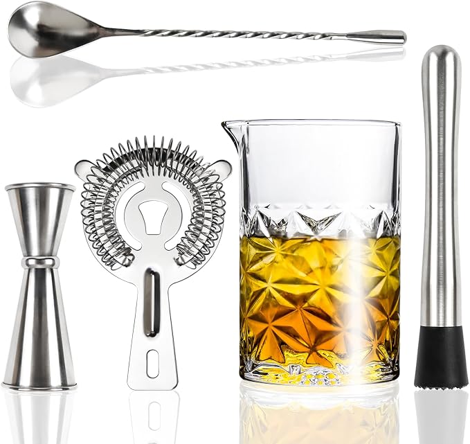 Cocktail Mixing Glass Kit, 24 OZ Crystal Stirring Glass by Almagic