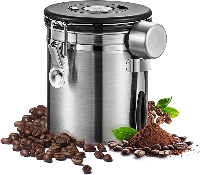 Airtight Coffee Container with Date Tracker & Spoon by Unknown