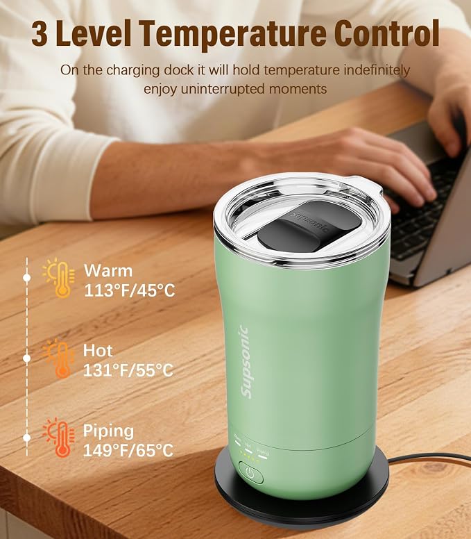 Supsonic - 14oz Heated Coffee Mug, Self-Heating Travel Mug - Image 2