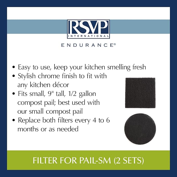 RSVP International Charcoal Compost Bin Filter 2-Piece Set Helps Keep Kitchen - Image 8