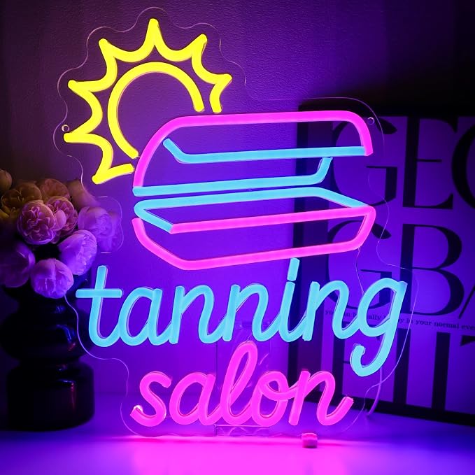 Tanning Salon Neon Sign for Wall Decor, USB Dimmable Beauty Neon Lights for by PMCVYH