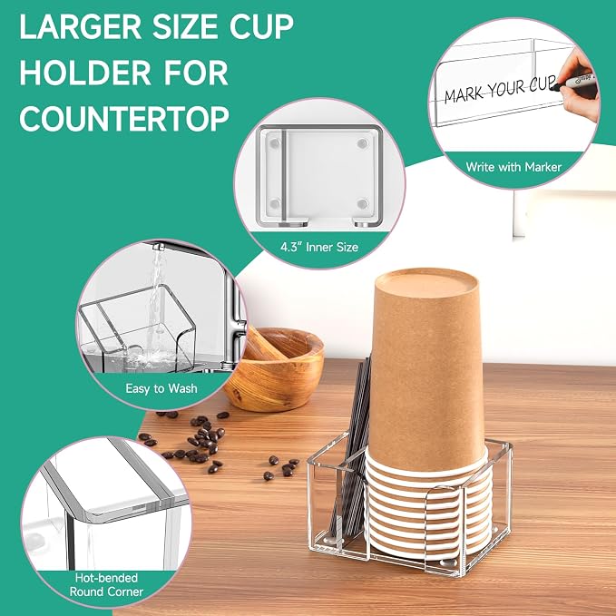 Coffee Bar Accessories and Organizer, Disposable Cup Holder - Image 4
