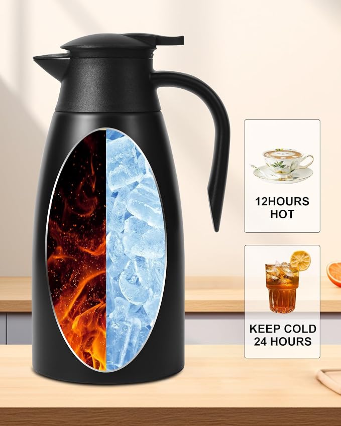 70Oz Thermal Coffee Carafe for keeping hot, Airpot Insulated Carafe Stainless - Image 3
