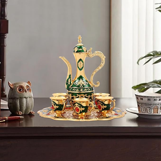 Vintage Turkish Tea Set with Teapot, Tray and 6 Cups, Tea Sets - Image 2