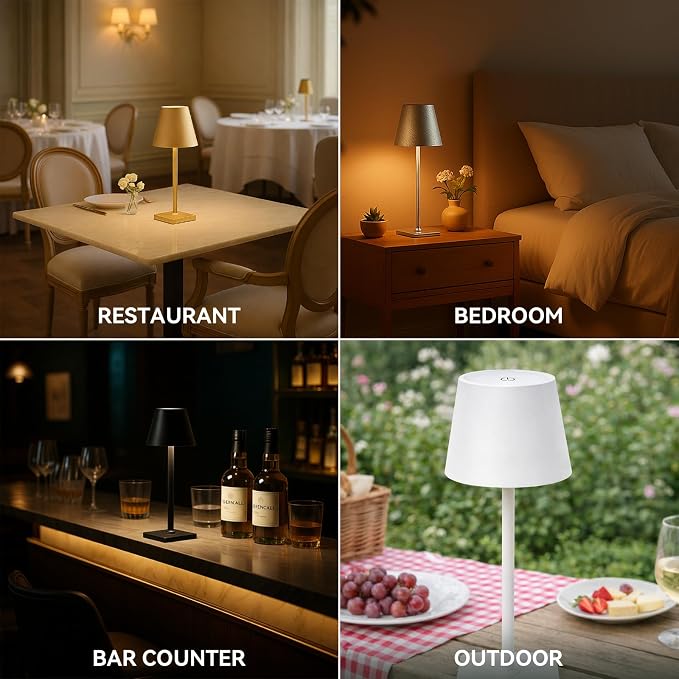 2 Pack Cordless Table Lamps Rechargeable, Battery Operated Touch Dimmable LED - Image 5
