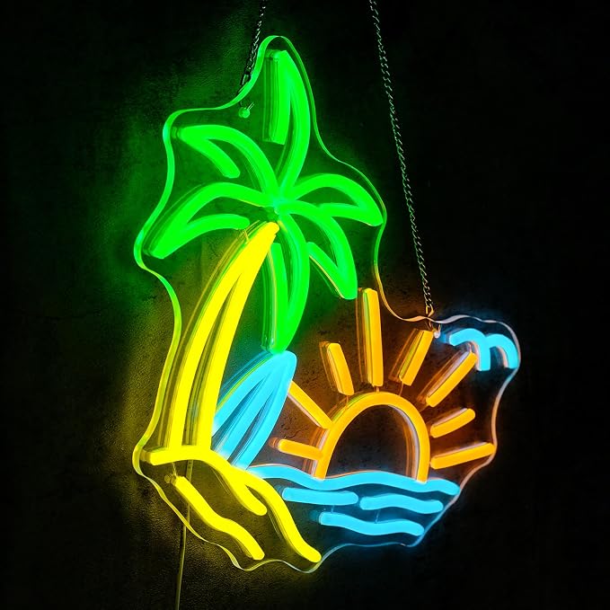 Tropic Neon Sign for Wall Decor Dimmable Coconut Tree Led Light Signs Summer - Image 2