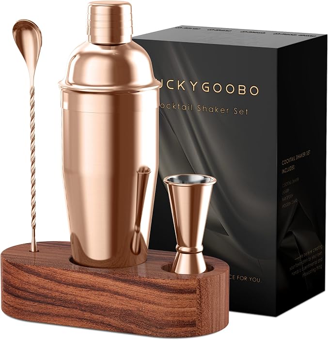 Cocktail Shaker Set, 24 oz Martini Shaker, Food Grade Stainless Steel Martini by LUCKYGOOBO