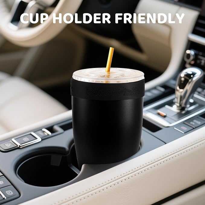 Universal Iced Coffee Sleeve, 32oz Double Wall Stainless Steel Insulator Fits - Image 6