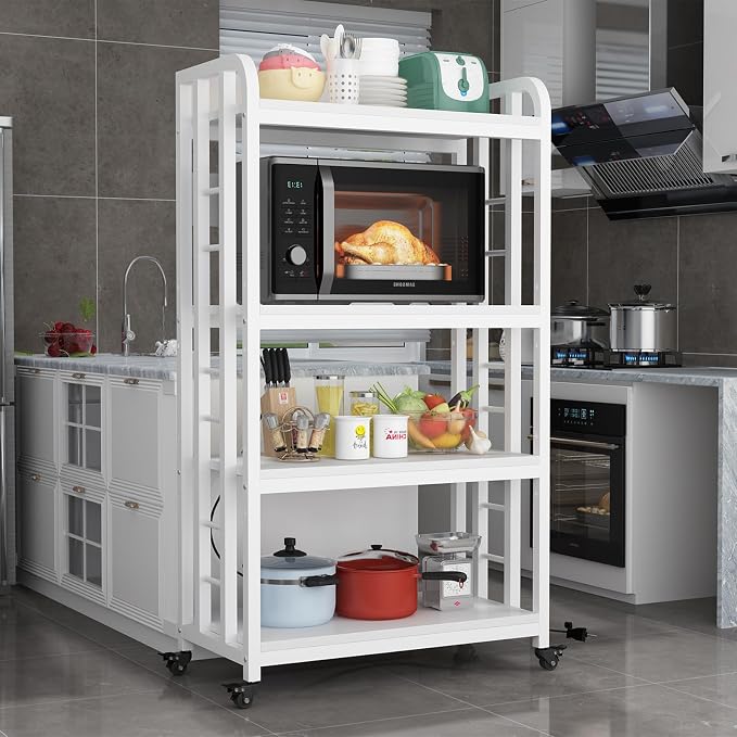 SIREDEEP Bakers Rack with Power Outlet ，4-Tier Kitchen Baker's Rack, Microwave - Image 7