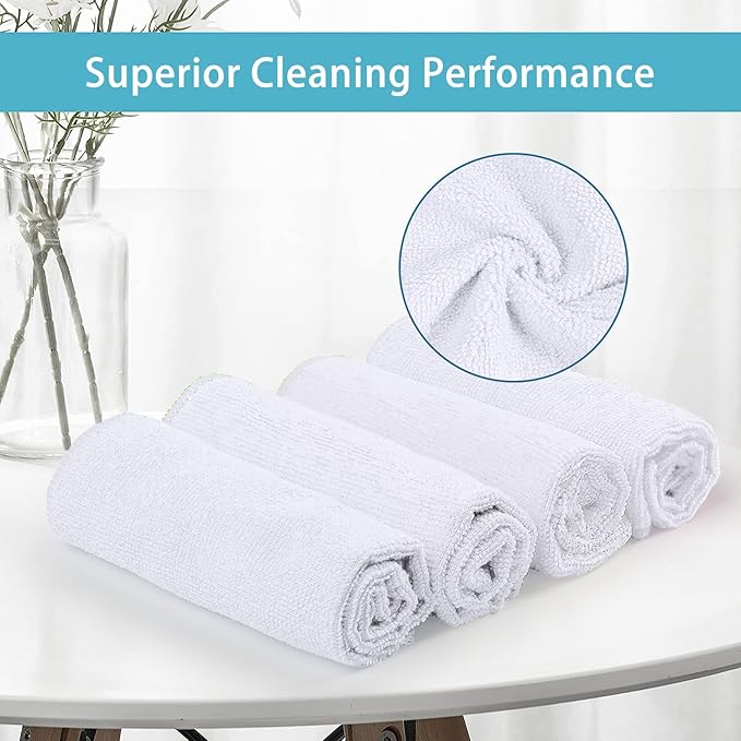 HOMEXCEL White Microfiber Cleaning Cloth 400 Pack, Microfiber Towel - Image 3