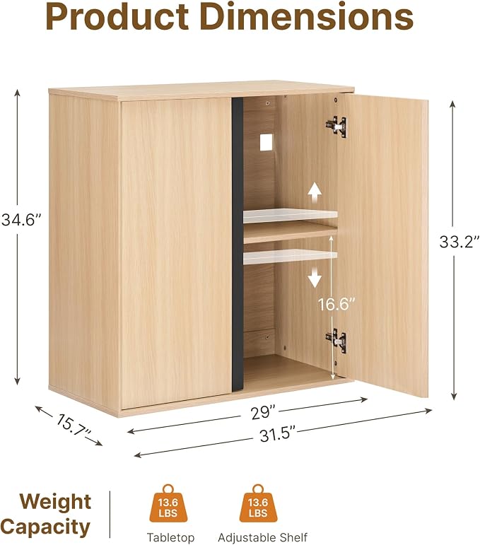 KISLOT 31.5" Sideboard Buffet Cabinet - Image 2