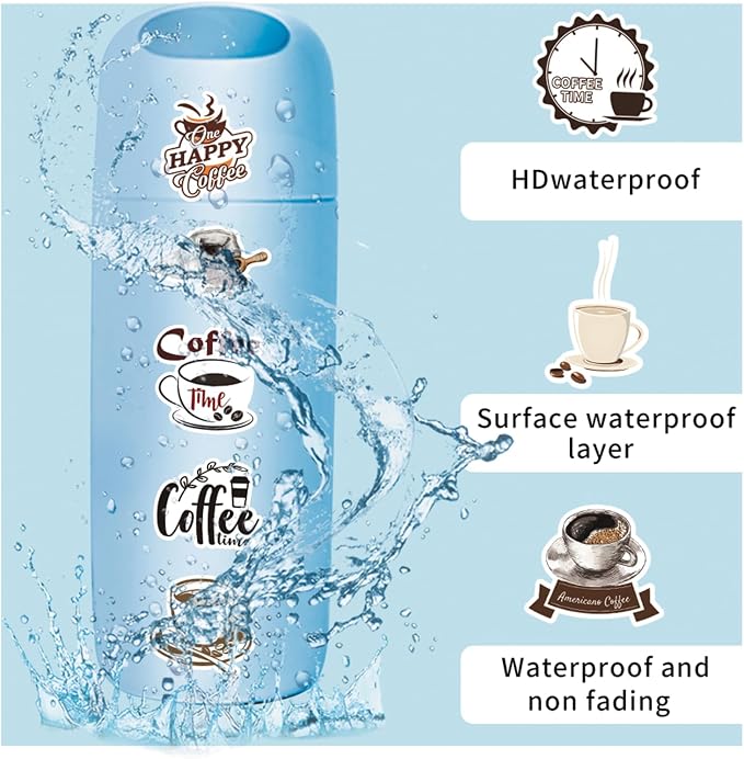 Coffee Stickers 105PCS, Vinyl Waterproof Coffee Cup Decals - Image 2