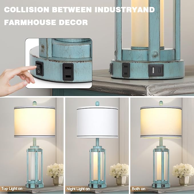 Industrial Farmhouse Table Lamp, Nightstand Metal Lamp - Image 5