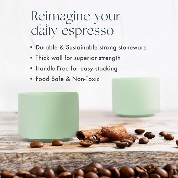 Folk Ceramics Leonard Ceramic Espresso Cups | Modern Stackable Demitasse Mugs - Image 2