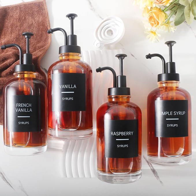 4PCS Coffee Syrup Dispenser, Glass Syrup Dispenser - Image 6