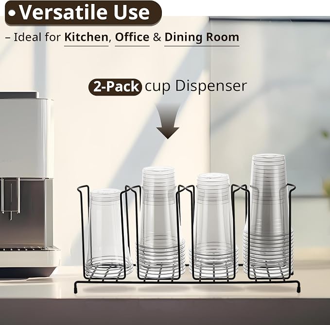 Maxdot 2 Pcs 4 Section Coffee Cup Organizers 18.7 x 8.5 x 5 Inch Wire Rack - Image 6