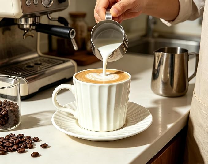 Ceramic Coffee Cup, 8 oz Cappuccino Cups - Image 2