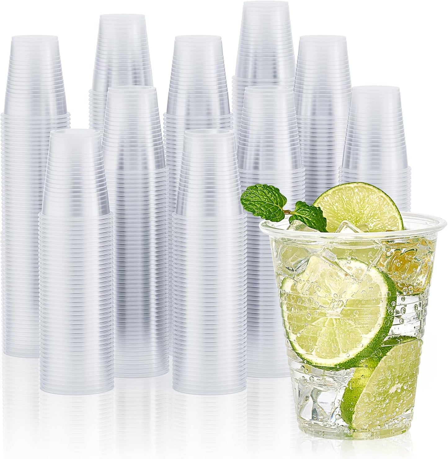 Vplus 2000 Pack 12 OZ Clear Plastic Cups, 12 Ounce Disposable Drinking Cold Water Party Bulk Plastic Cups for Business Wedding Party