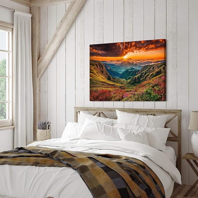 EFONTGSNB Great Smoky Mountain Canvas Wall Art Sunrise Forest Landscape Decor - Image 2