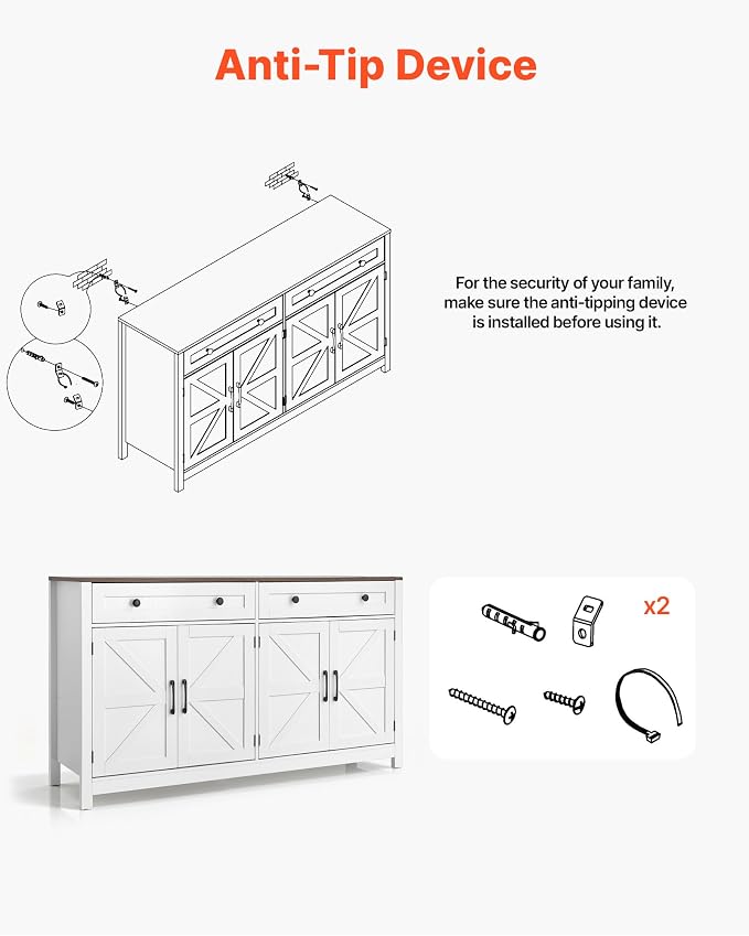 VEVOR Buffet Cabinet, Farmhouse Sideboard Cabinet - Image 7