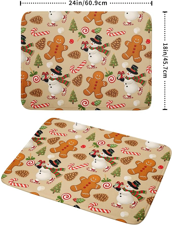 Xmas Gingerbread Man Candy Cane Dish Drying Mat - Image 2