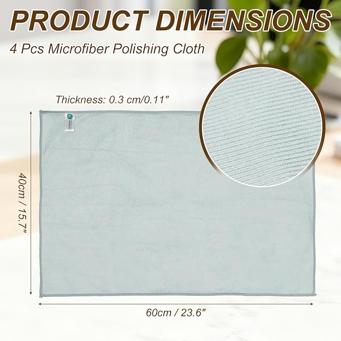 uxcell 4Pcs Glass Polishing Cloth, 23.6x15.7 Microfiber Cleaning Cloths Lint & - Image 2