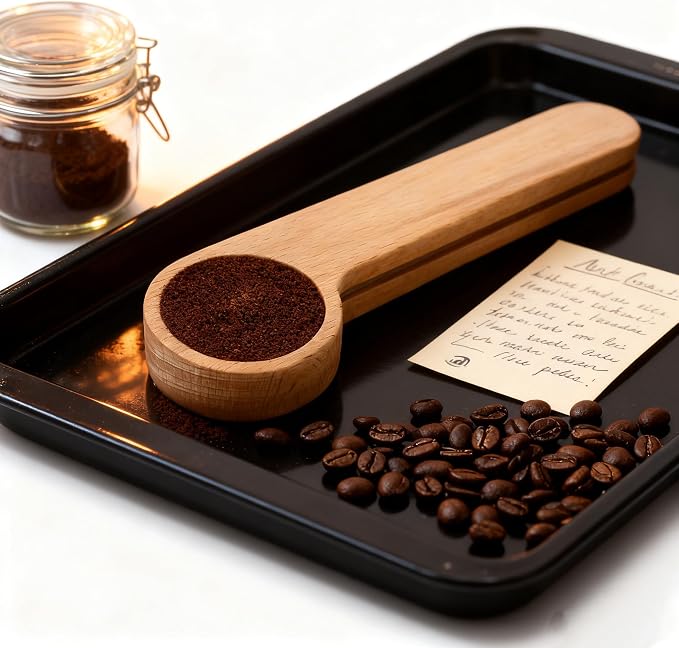 Wood Coffee Scoop with Bag Clip, Measuring Tea Coffee Bean Spoon Clip Gift - Image 3