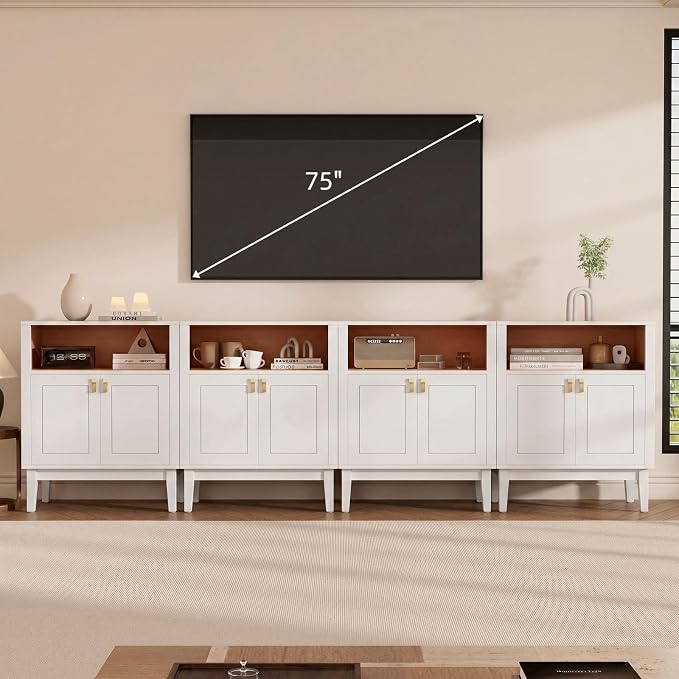 TUSY 32"H Sideboard Cabinet, Two-Tone Farmhouse Storage Unit - Image 7
