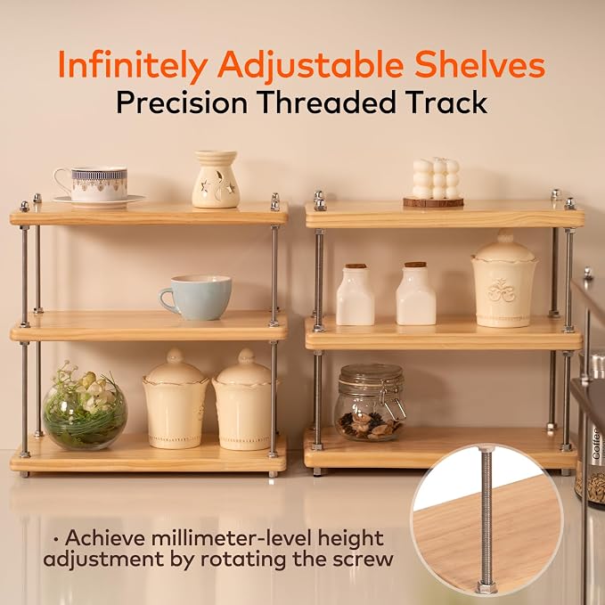 Ultra-Thick 24mm Solid Wood Coffee Station Organizer&Spice Rack - Image 3
