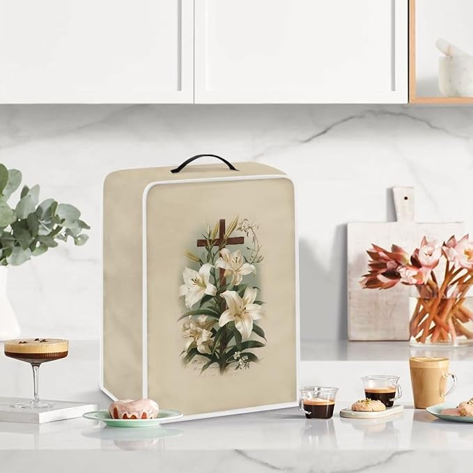 Cross Floral Coffee Maker Cover Easter Decor Lightweight Kitchen Accessories - Image 3