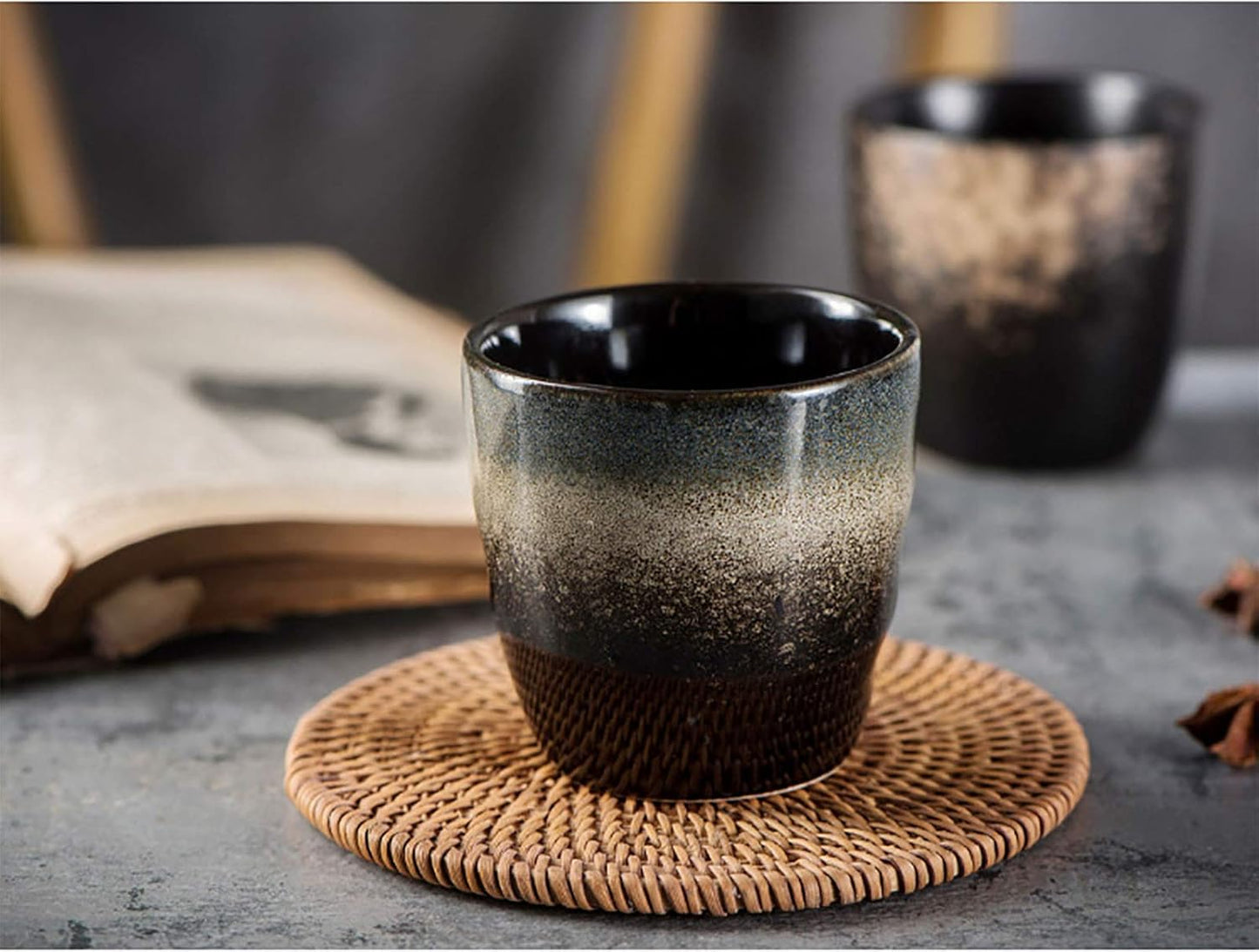 Ceramic Tea Cup, Kung Fu Tea set, Coffee Cup, Yerba Mate Set 4-piece companion cup set (Gradient color)