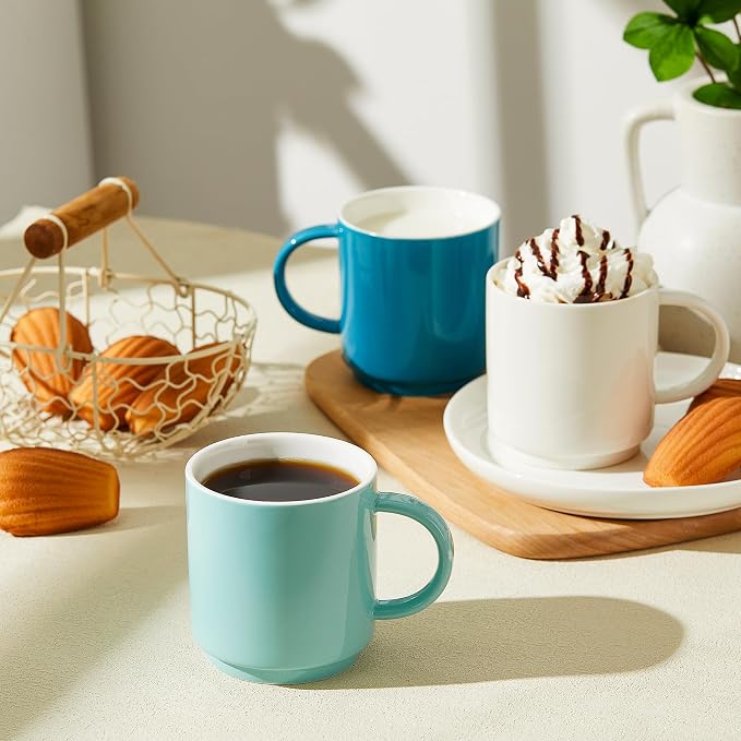 Sweese Stackable Coffee Mugs - 10 Oz Porcelain Cups - Image 4
