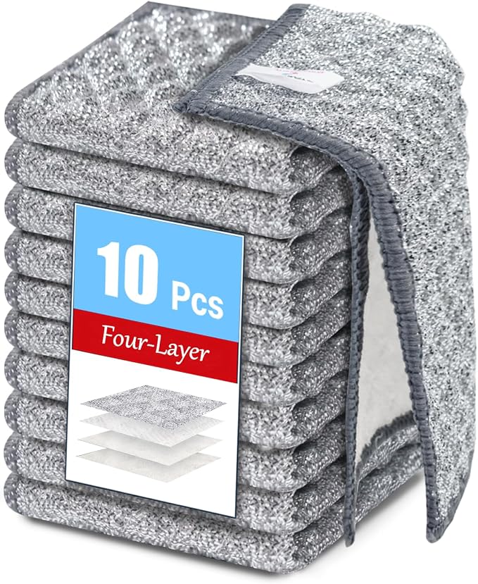 Wangjinpeng10 Pcs New Upgrade 4-Layer Metal Dish Cloths, Non-Scratch Odor-Free by Wangjinpeng