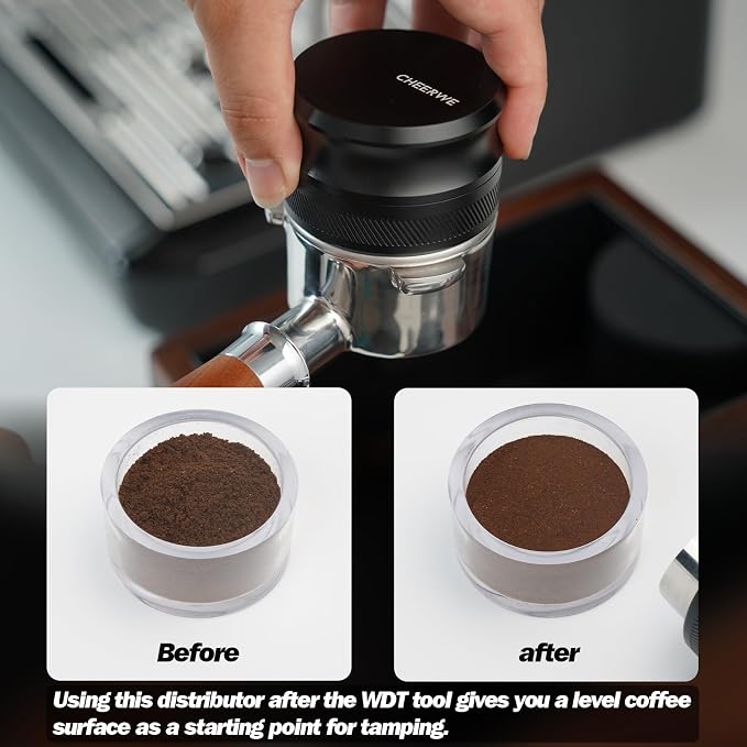 58mm Espresso Distribution Tool, Gravity Coffee Distributor, Adjustable Depth - Image 3