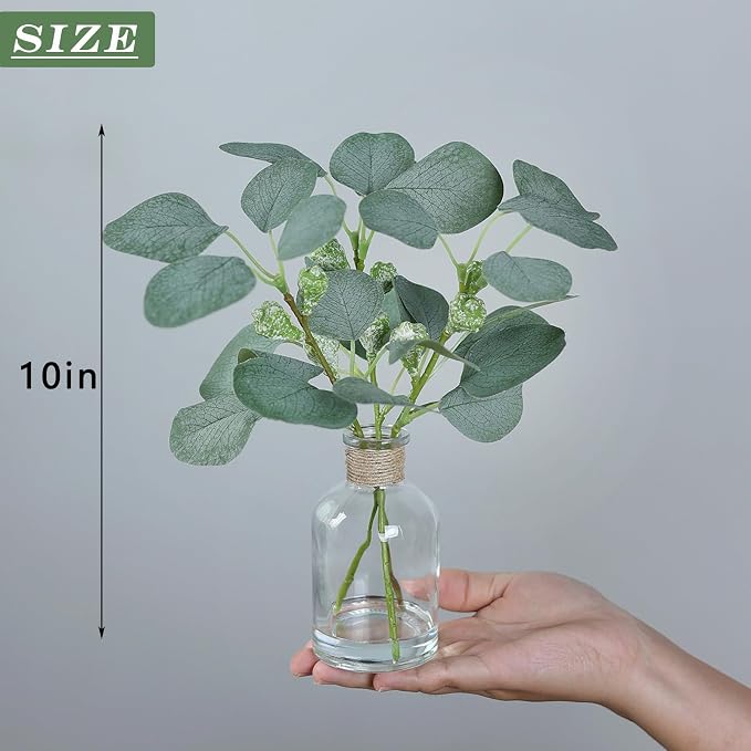 Zheart 2 Pack Small Fake Plants Eucalyptus Potted，Artificial Eucalyptus Stems - Image 2