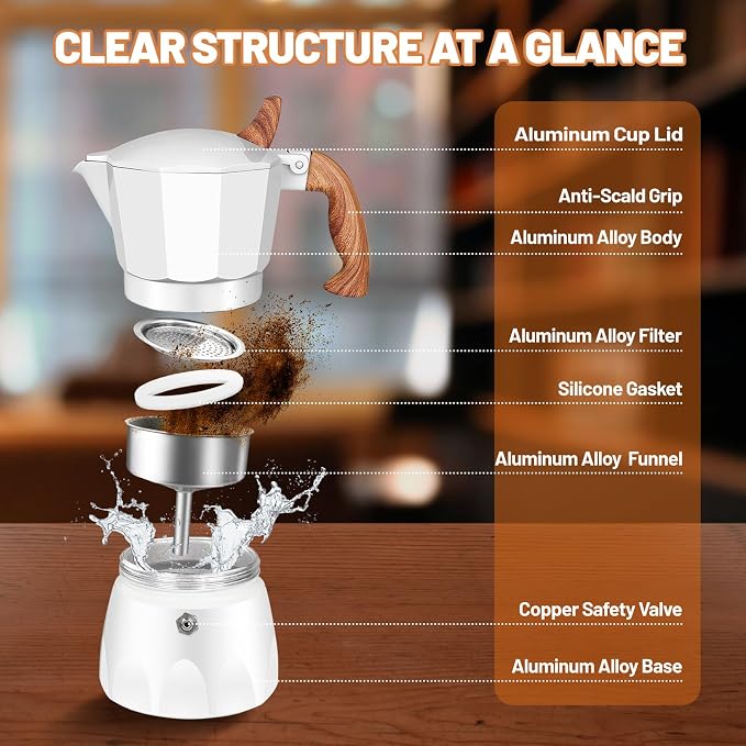 3 Cup Aluminum Espresso Stovetop Moka Pot Express Coffee Maker Percolator - Image 3